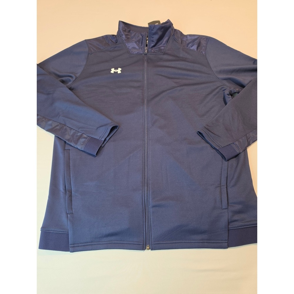 Under Armour Mens Navy Blue Full Zip Track Jacket Loose Fit 1360713 XXL New